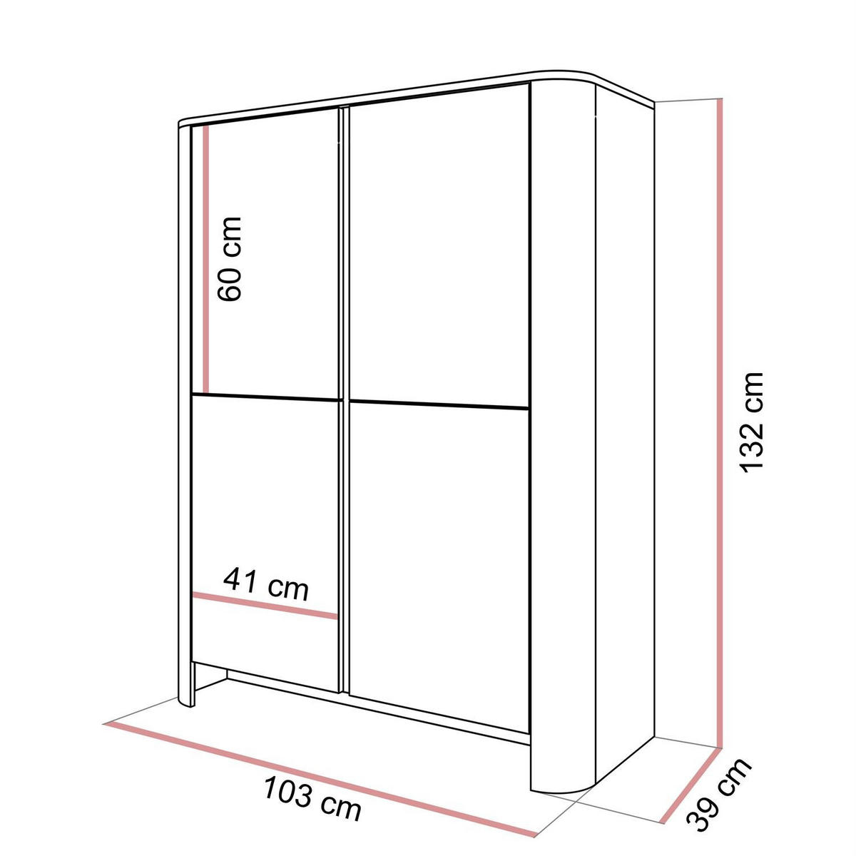 KOMMODE DESTINY K-103 Kaschmir - Kaschmir, Holzwerkstoff (103/132/39cm) - Lookway