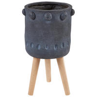 BLUMENTOPF BEINEN Grau Brunnera - Hellbraun/Blau, Stein (55cm) - Beliani