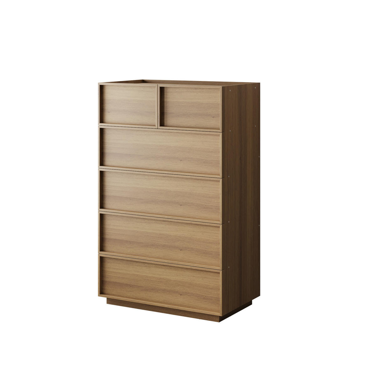 KOMMODE 80/48/127 cm aus MDF und Holzwerkstoff mit 6 Schubladen Eichefarben - Nussbaumfarben, Holzwerkstoff (80/127/48cm) - Modenvie