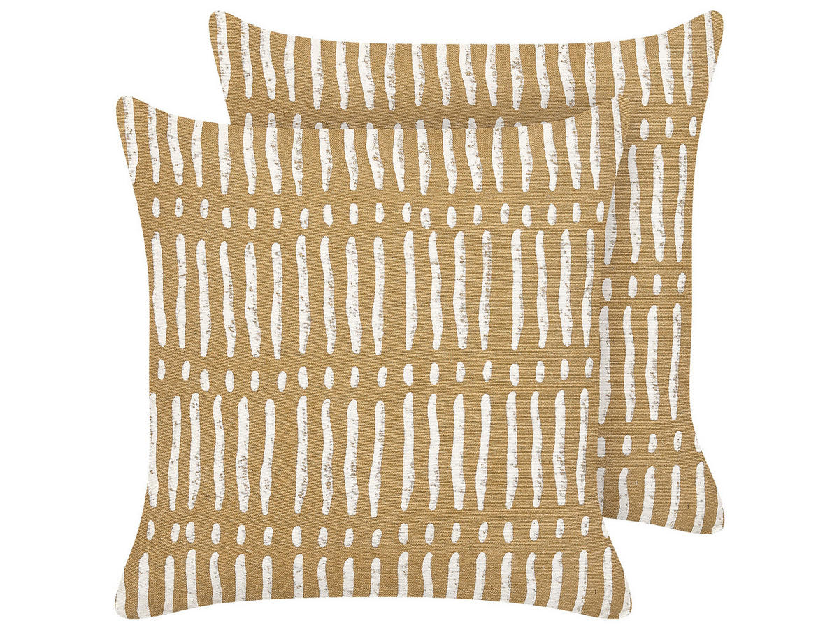 DEKOKISSEN 2er-Set Sandbeige 45/45 cm Salix - Beige, Naturmaterialen/Textil (45/45cm) - Beliani