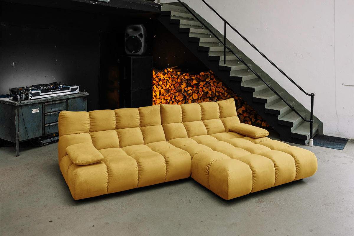 ECKSOFA VIVIEN Gelb Velvet - Currygelb/Gelb, Kunststoff/Textil (290/178cm) - KAWOLA