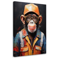 WANDBILD affentiere abstrakt - Orange, Textil (40/60cm) - Feeby