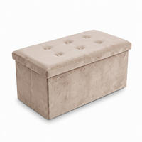SAMTHOCKER mit Stauraum 76/38/38 cm - Beige, Textil (38/38/76cm) - SCENA LIVING