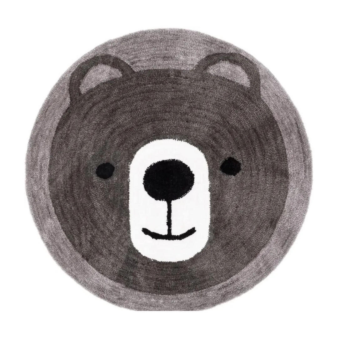 KINDERTEPPICH Bär Rund, Ø100 cm, Grau, Weich, Waschbar, Spielteppich, Kinderzimmer, Babyzimmer, Rutschfest, Deko, Kuschelig, Tiermotiv, Pflegeleicht - Grau, Textil (100/100cm) - JUNG