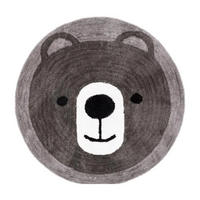 KINDERTEPPICH Bär Rund, Ø100 cm, Grau, Weich, Waschbar, Spielteppich, Kinderzimmer, Babyzimmer, Rutschfest, Deko, Kuschelig, Tiermotiv, Pflegeleicht - Grau, Textil (100/100cm) - JUNG