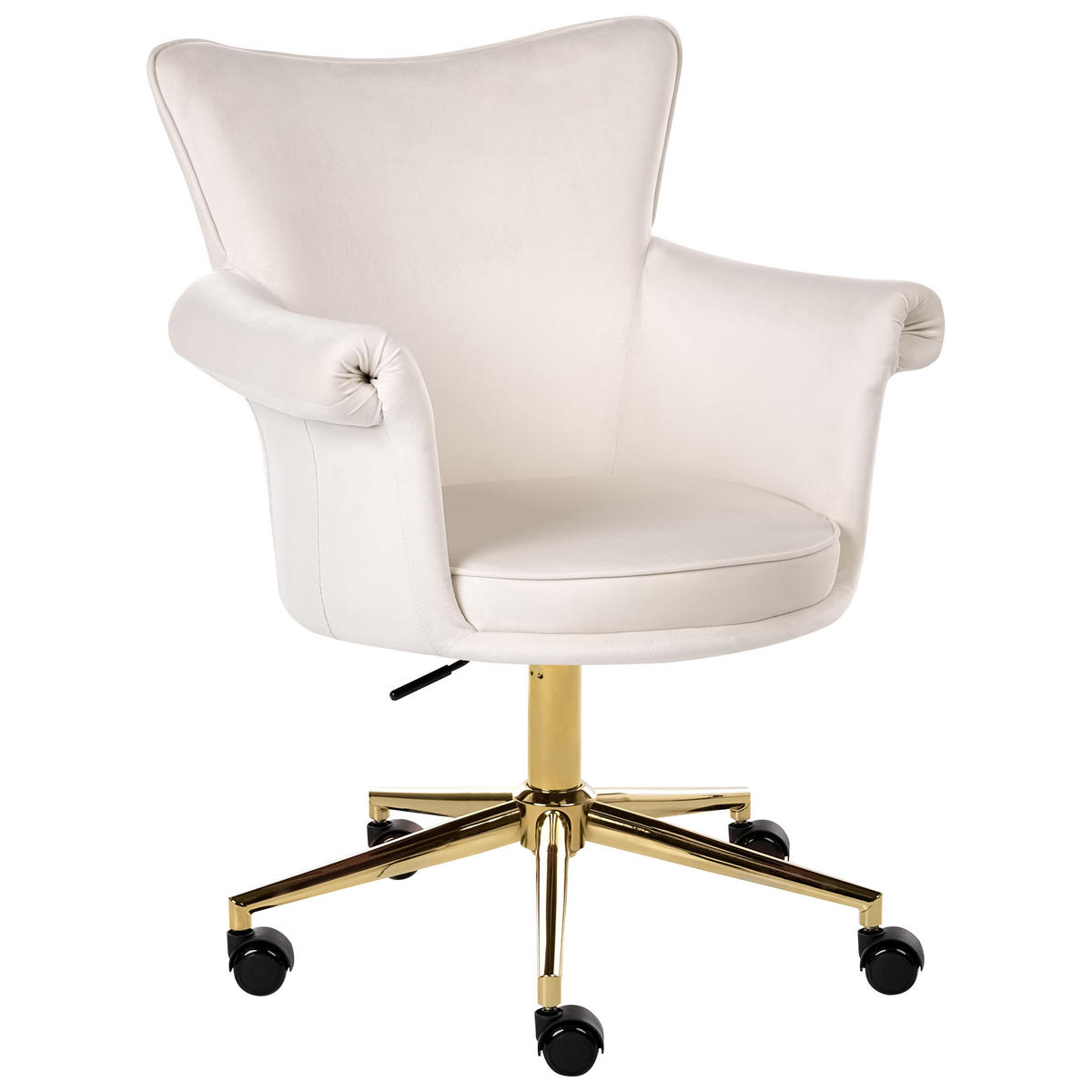 SCHREIBTISCHSTUHL Samtstoff Cremeweiß Velencia - Weiß, Textil (64/85/60cm) - Beliani