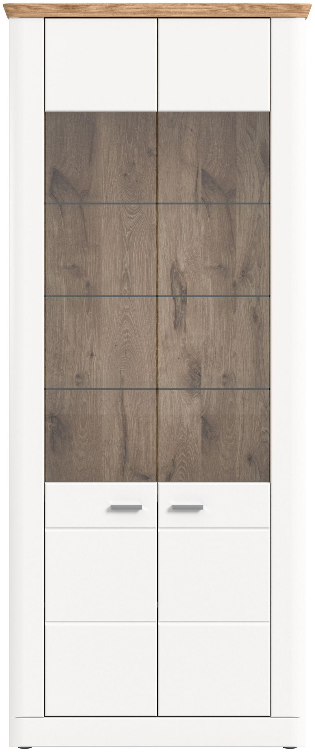 VITRINE Aarhus weiß Nox Oak Nachbildung - Weiß, Holzwerkstoff (85/205/37cm) - Xonox