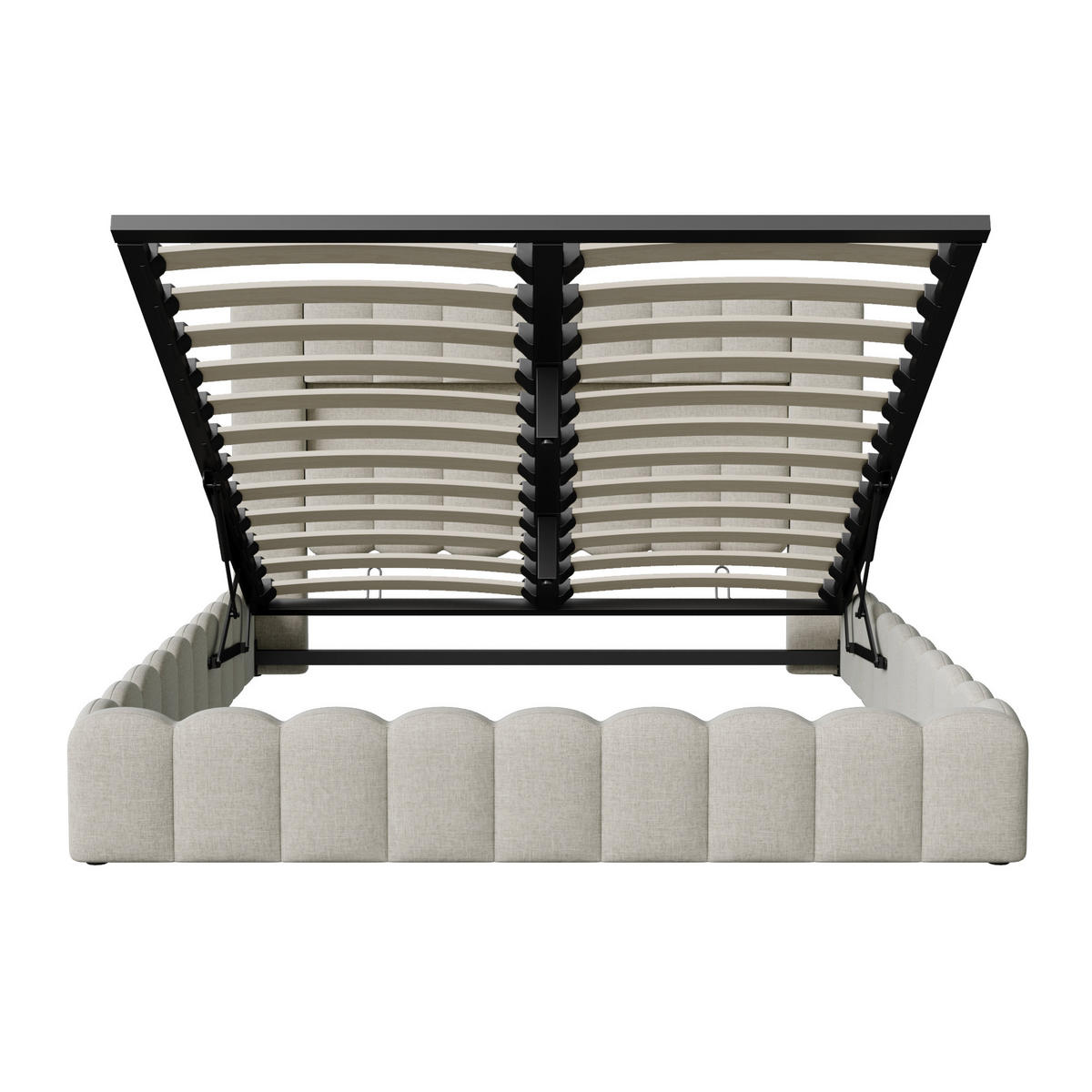 POLSTERBETT 180x200 cm, Beige, mit USB & LED - Beige, Textil/Metall (180/200cm)