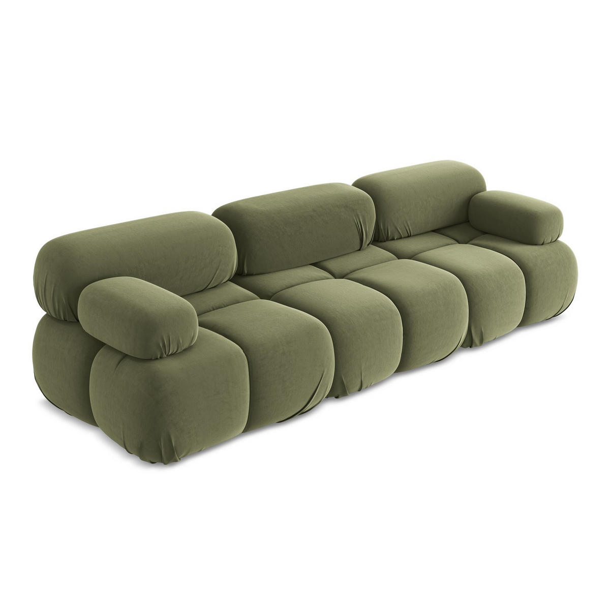 3-SITZER SOFA Samt Stoff Grün - Schwarz/Olivgrün, Kunststoff/Textil (285/70/96cm) - LaMiaSofa