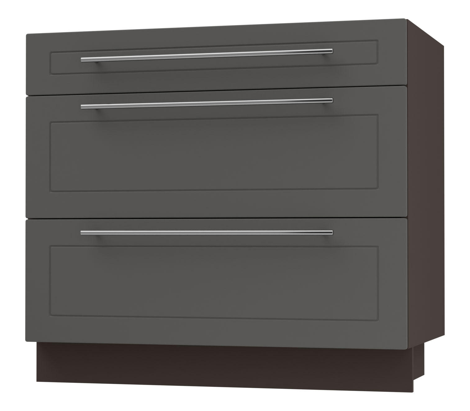 SCHUBLADENUNTERSCHRANK Kvantum D3A/90 90 / 50 / 82cm - Dunkelgrau/Graphitfarben, Holz/Holzwerkstoff (90/82/50cm) - Feldmann-Wohnen