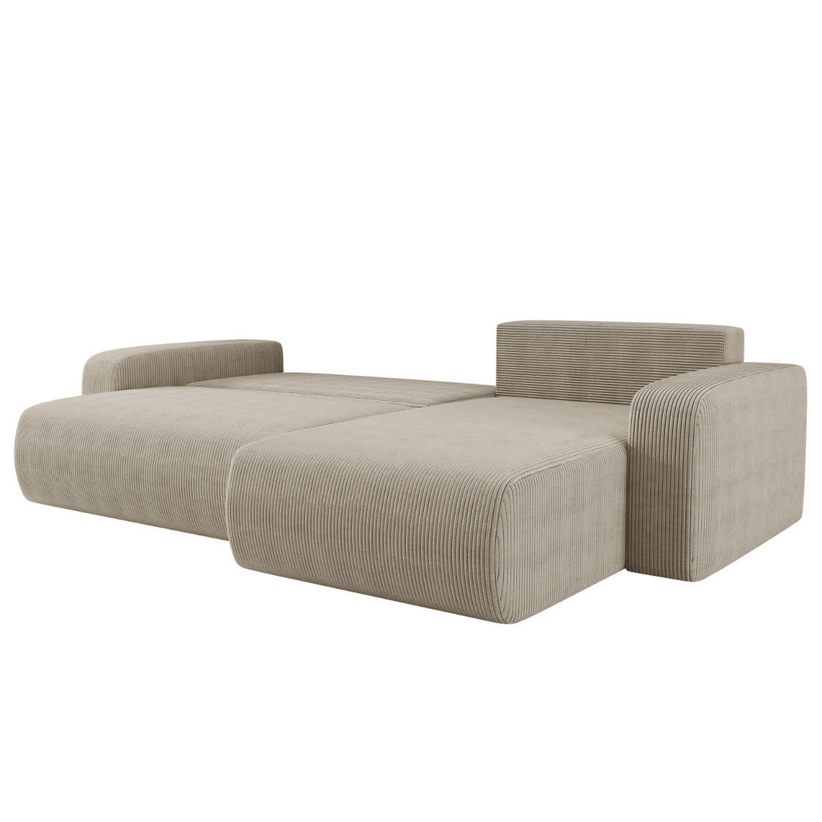 SCHLAFSOFA MILANO XL und bettkasten stoff Poso Dicker Cord Dunkelbeige Rechts - Sandfarben/Beige, Holz (274/82/145cm) - Kaiser Möbel