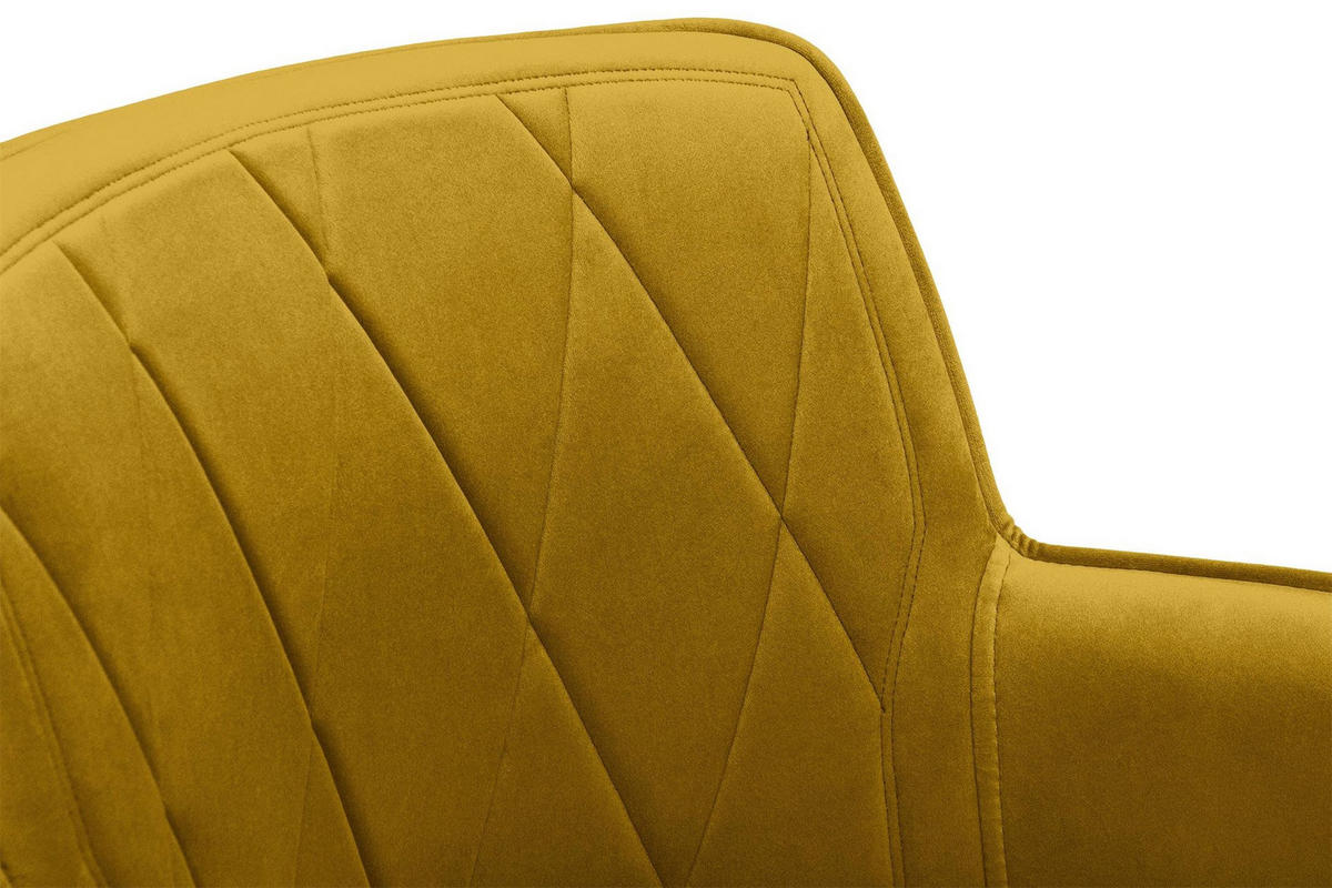 ESSZIMMERSTUHLE PYRUS 2-tlg Velours-Sitz, Gelb - Gelb/Schwarz, Textil/Metall (56/84/46cm) - KONSIMO®