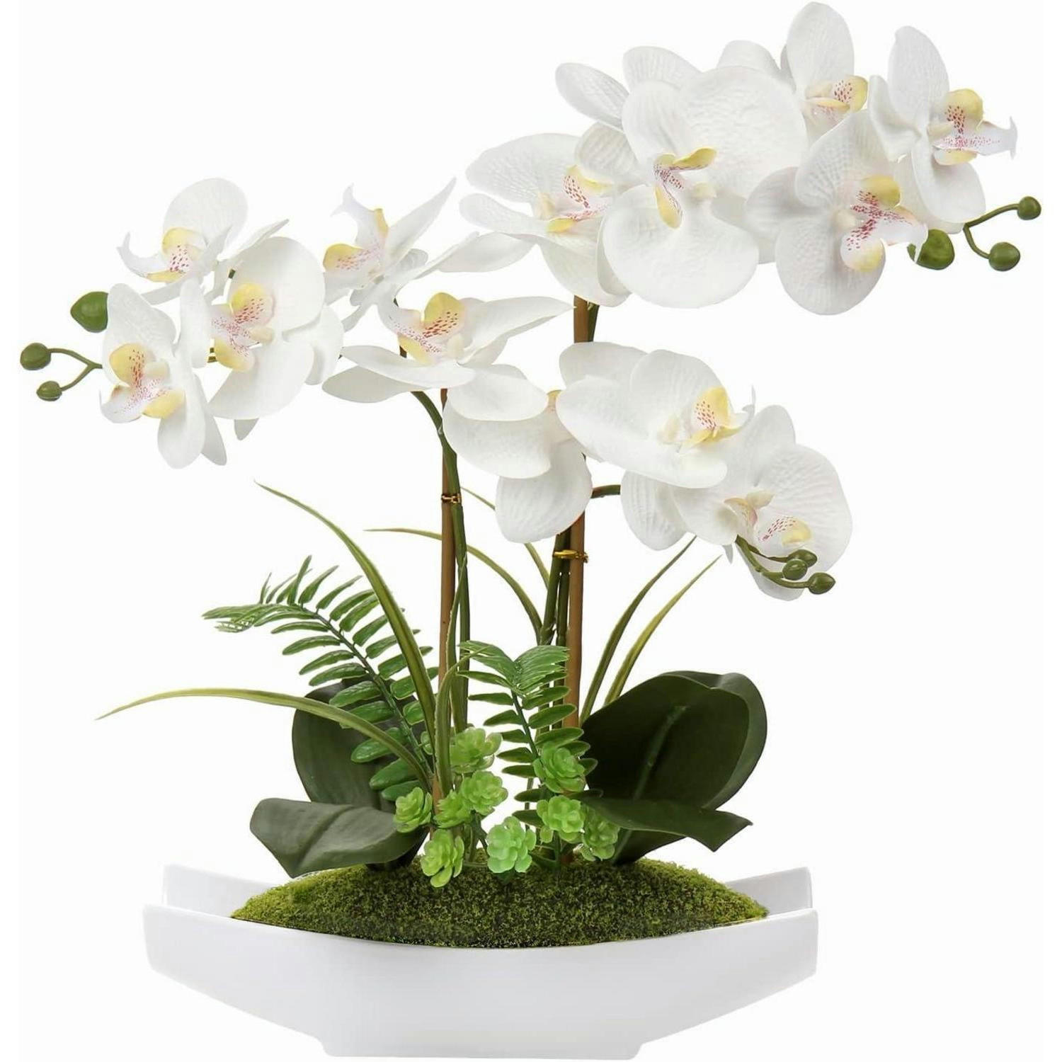 KUNSTBLUME Orchidee Phalaenopsis Weiß Rosa Violett 38 cm - Multicolor, Keramik (37.9cm)