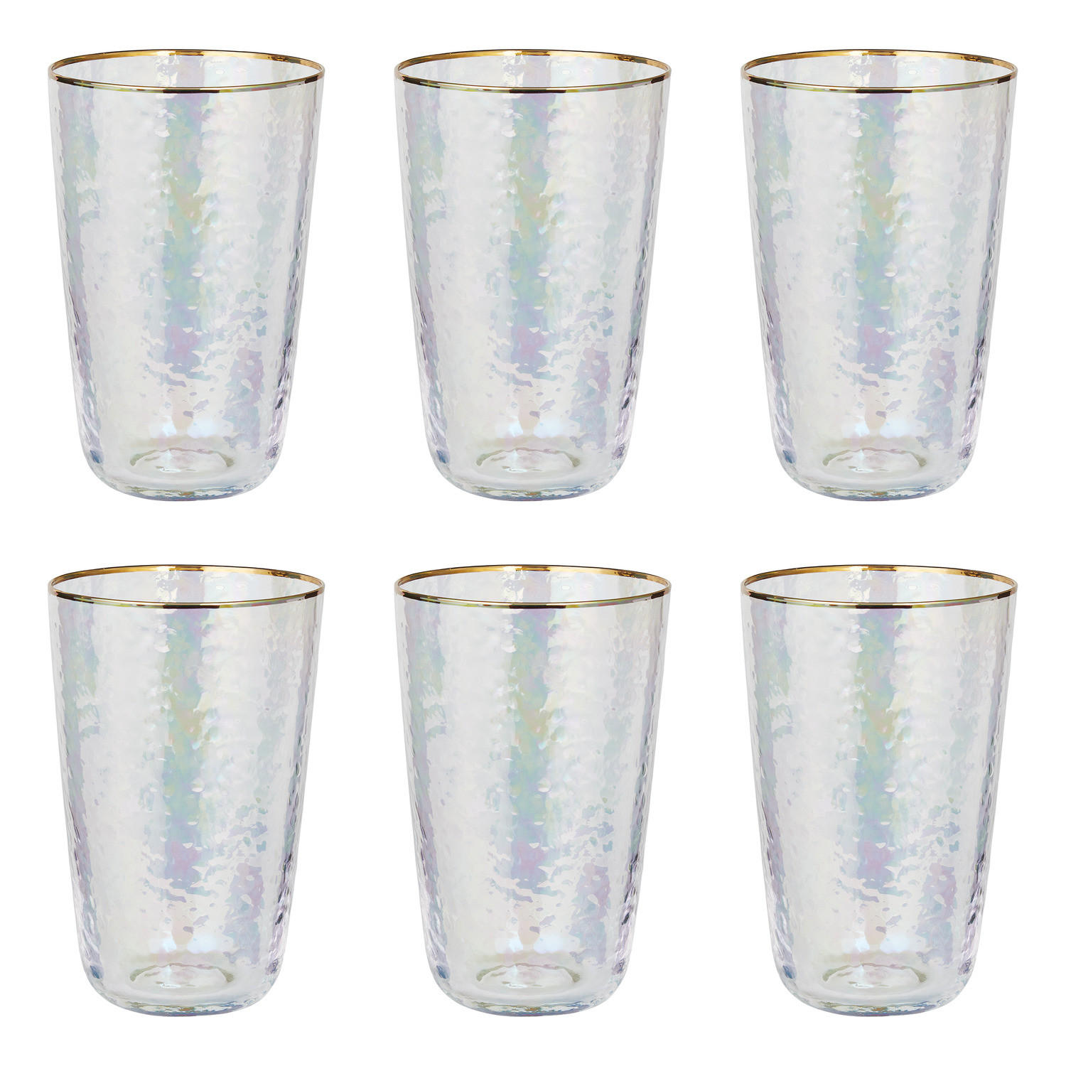 LONGDRINKGLAS (6er-Set) Smeralda mit Goldrand 530ml - Transparent, Glas (0.53L) - Butlers