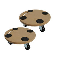 TRANSPORTROLLER 2er-Set Hercules mit 4 Rollen Rund 11x30x30 cm Traglast 100kg MDF Holzplatte Braun - Braun, Holzwerkstoff (30/30/11cm) - PROREGAL