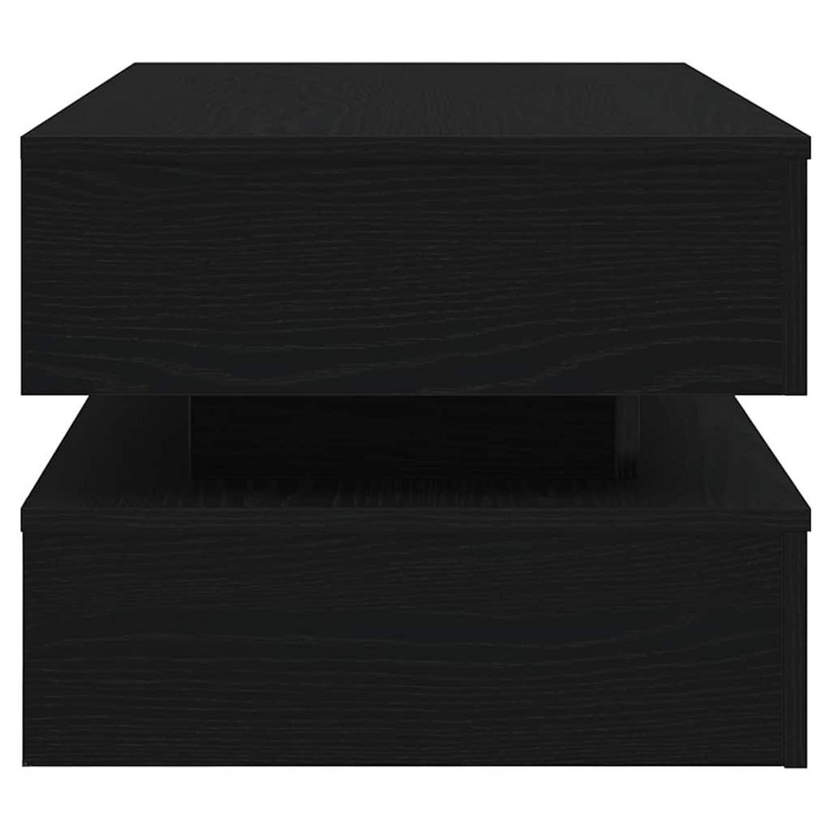 COUCHTISCH Moderner 90/50/40 cm aus Holzwerkstoff Schwarz Eichen-Optik mit Led-Leuchten - Schwarz, Holz (50/90/40cm) - vidaXL