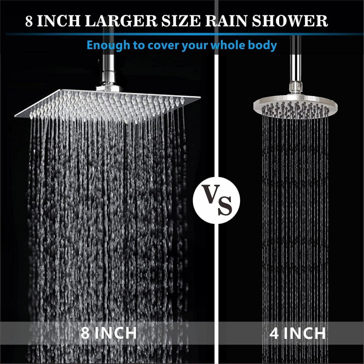 REGENBRAUSE 20 cm Quadratisch Chrom - Silberfarben, Metall (20/12.7/20cm)