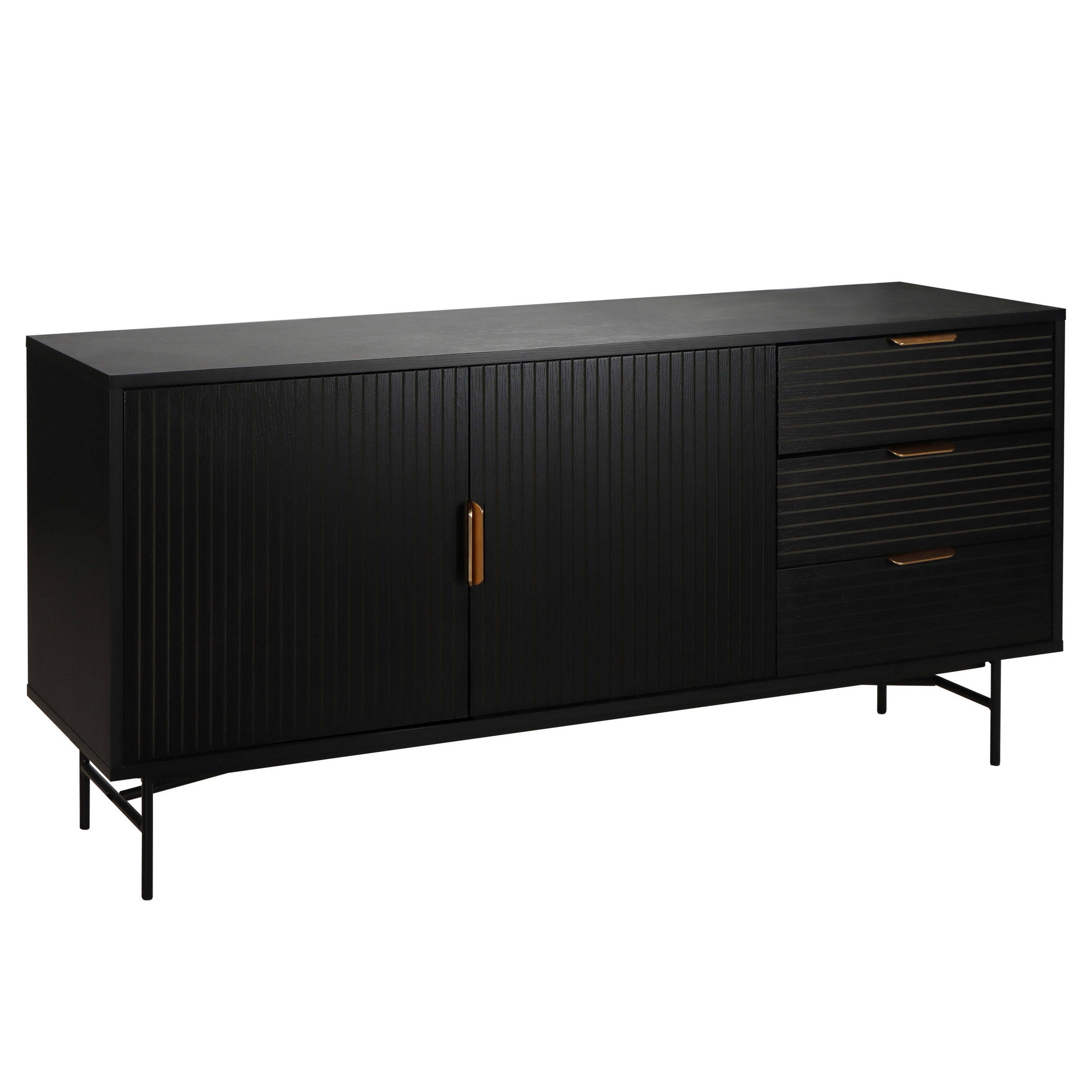 SIDEBOARD, Schwarz - Schwarz, Holz (40/75/160cm) - Oviala
