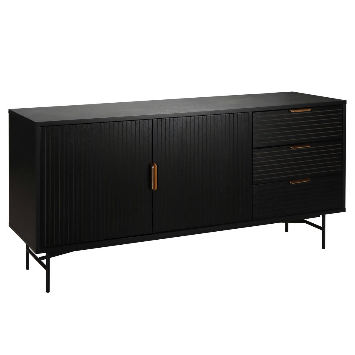 SIDEBOARD, Schwarz - Schwarz, Holz (40/75/160cm) - Oviala