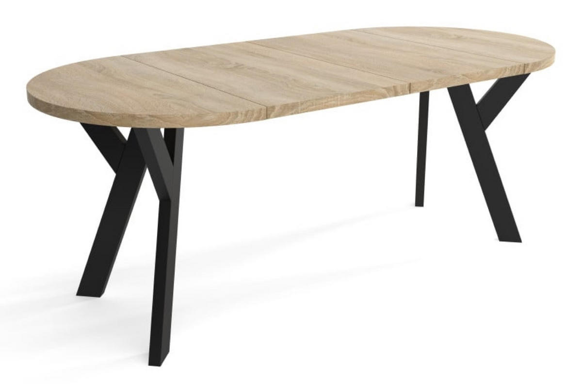 TISCH Schwarz Sonoma Eiche Ausziehbar Rund 100/200 cm - Multicolor/Schwarz, Holzwerkstoff (200/100/75cm) - Sepro Meble