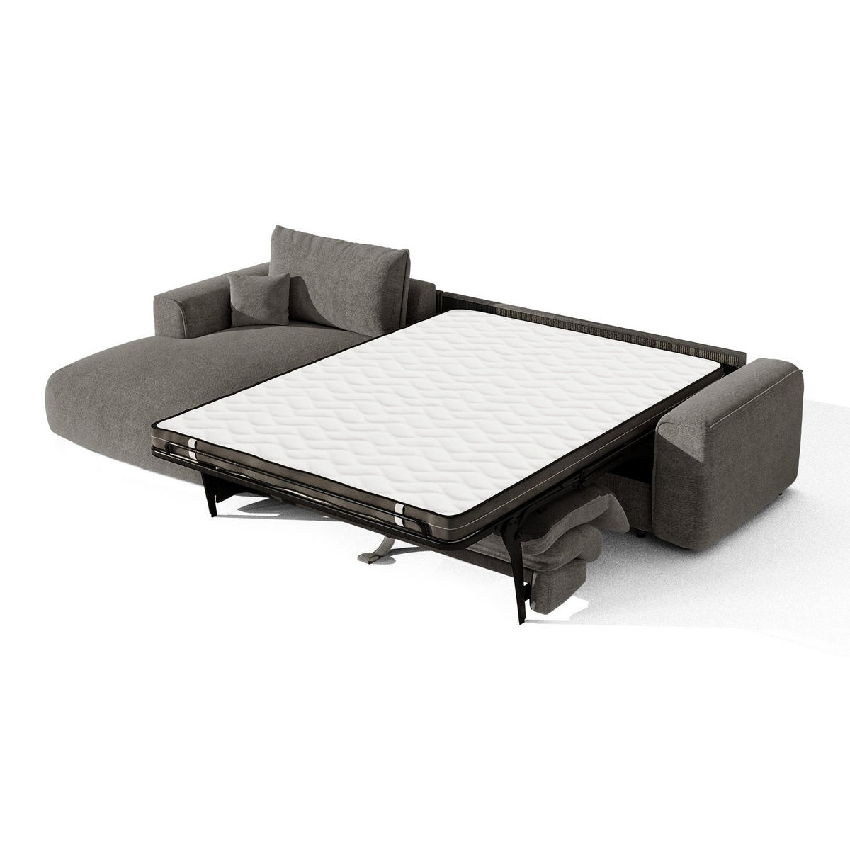 SCHLAFSOFA Express COMO Bouclé-Stoff Graphitgrau 300cm - Dunkelgrau/Graphitfarben, Textil (300/165cm) - Premium Interiors