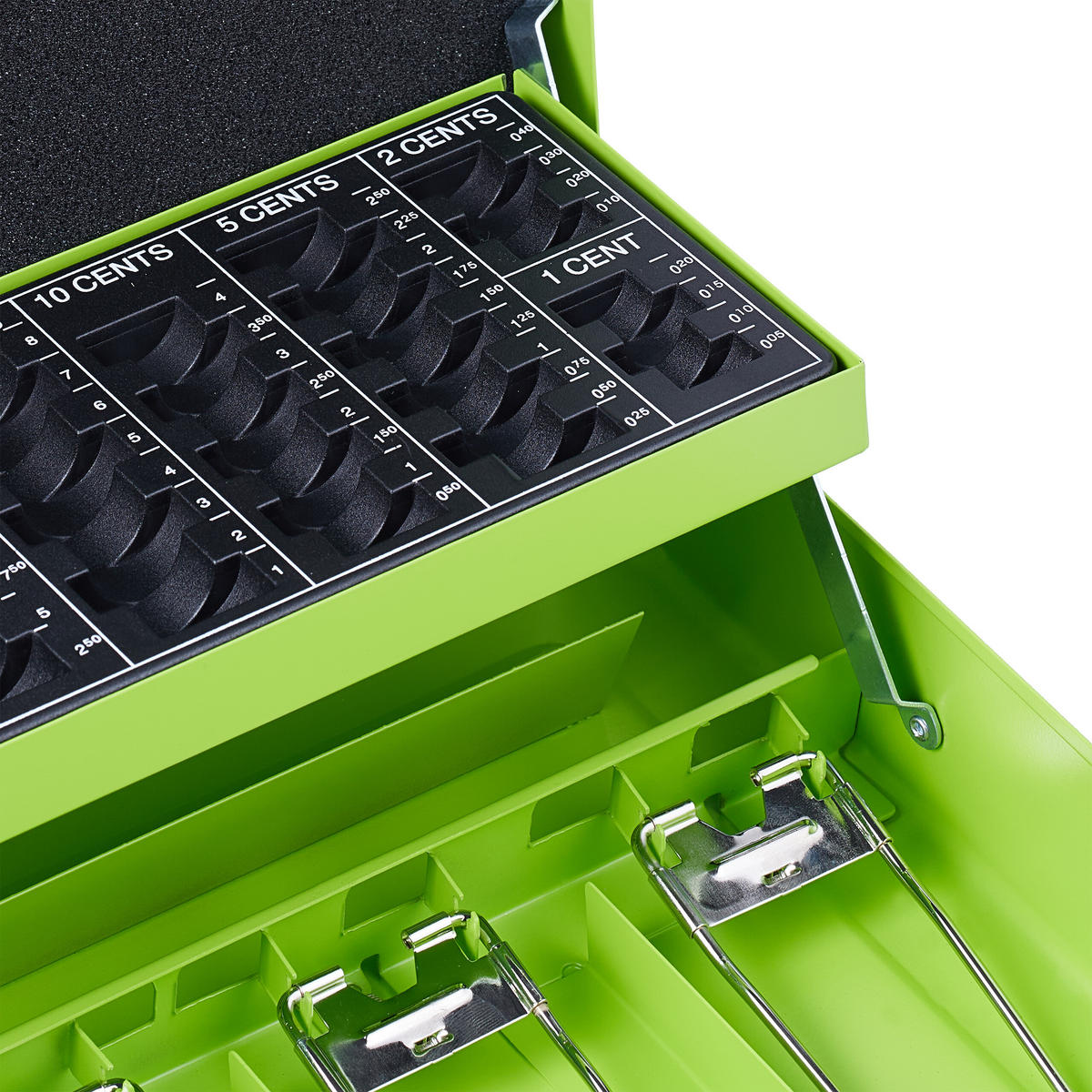 POKLADNIČKA na euro mince - zelená, kov/plast (30.5/8.5/25cm) - Relaxdays