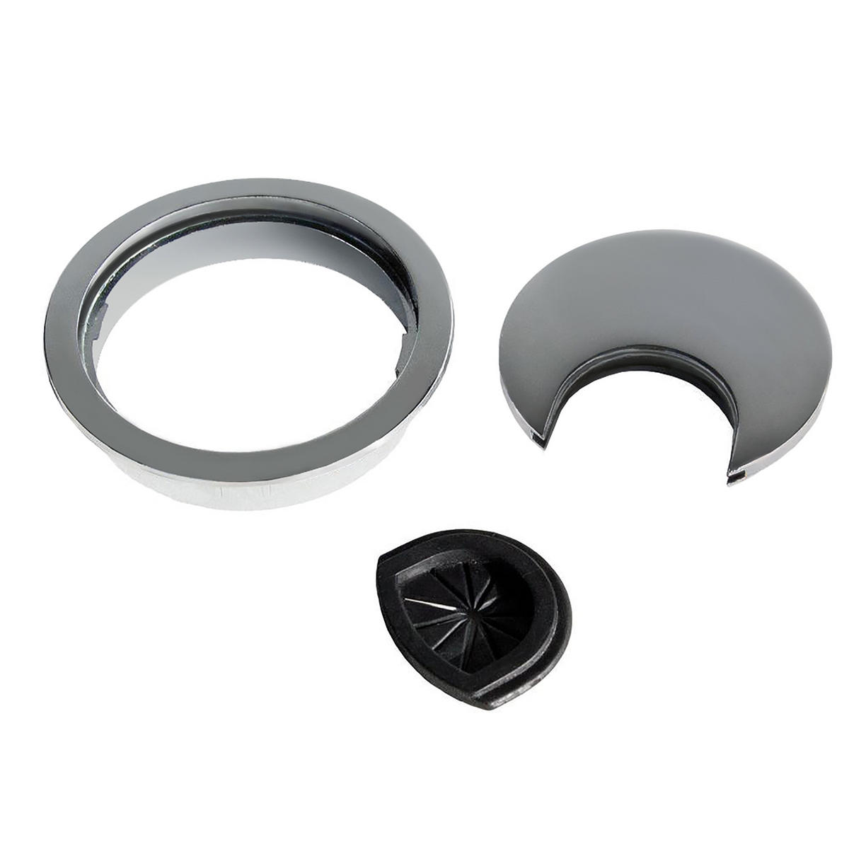 KABELDURCHFÜHRUNGEN Runde, 80mm Durchmesser, Zamak, Matt verchromt, für die Unterputzmontage 7er-set - Nickelfarben, Kunststoff (16.5/10/10cm) - EMUCA