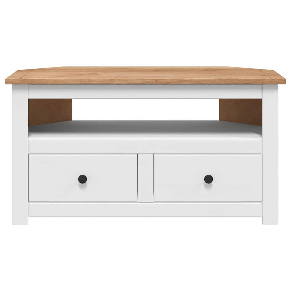 TV-ECKSCHRANK Weiss 93/49/49 Cm Massivholz Panama-Kiefer - Weiß, Holz (49/93/49cm) - vidaXL