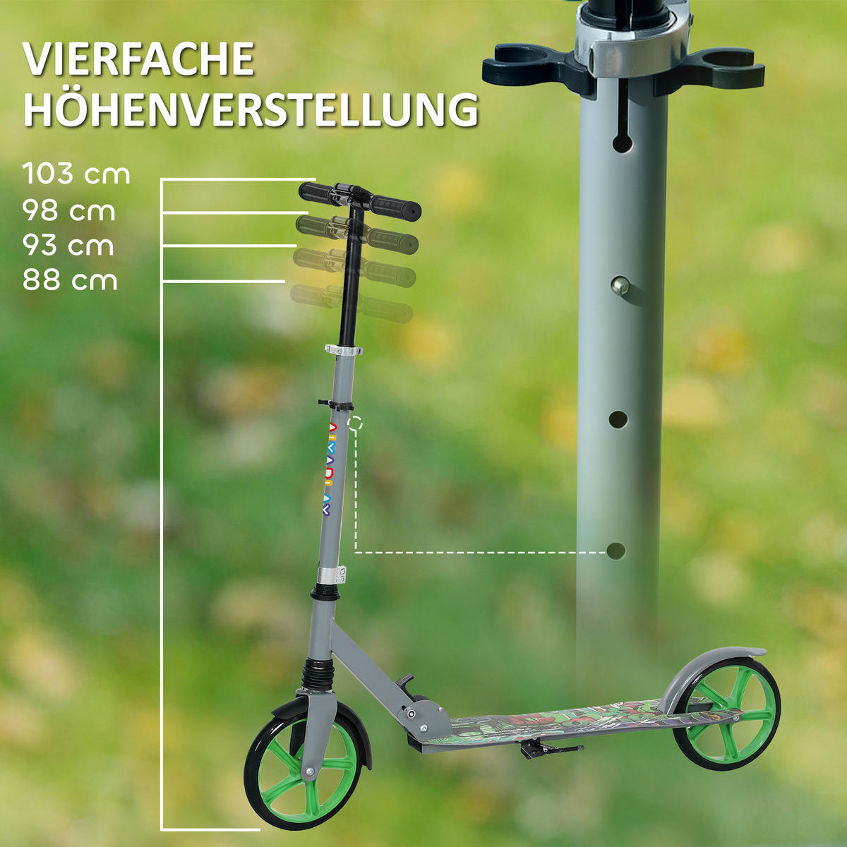 KINDERSCOOTER, Grün, Kunststoff, Metall - Grün, Kunststoff/Metall (94/38/103cm) - AIYAPLAY