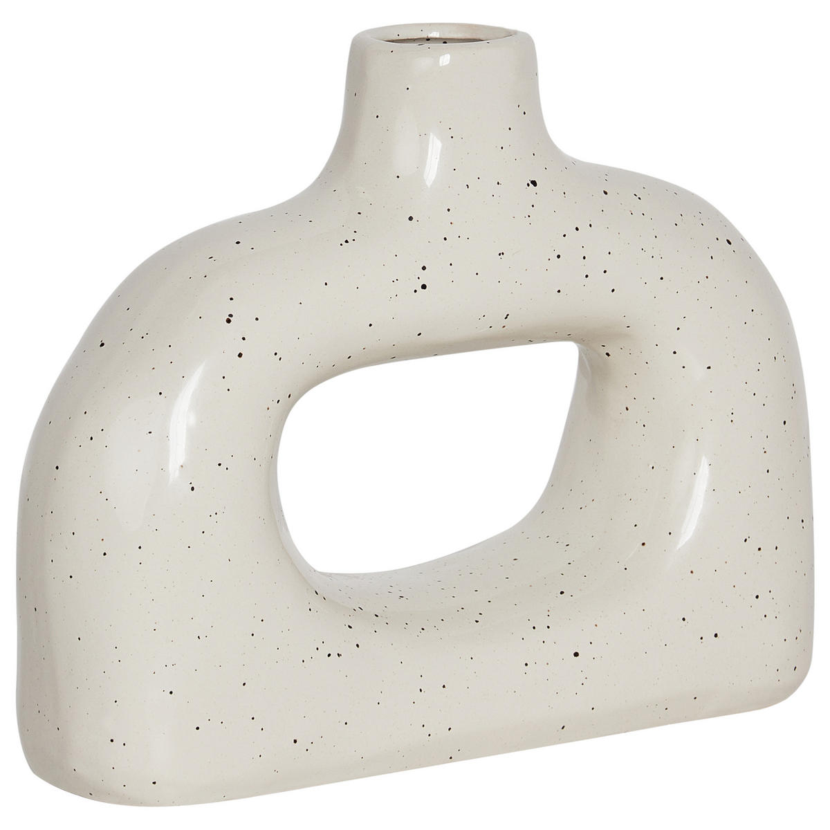 BLUMENVASE Steinzeug weiß Mooneye - Weiß, Keramik (19cm) - Beliani