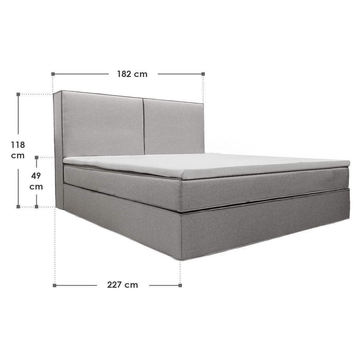 BOXBETT Detroit 180x200 cm Stoff Grau - Grau, Textil (180/200cm) - Juskys
