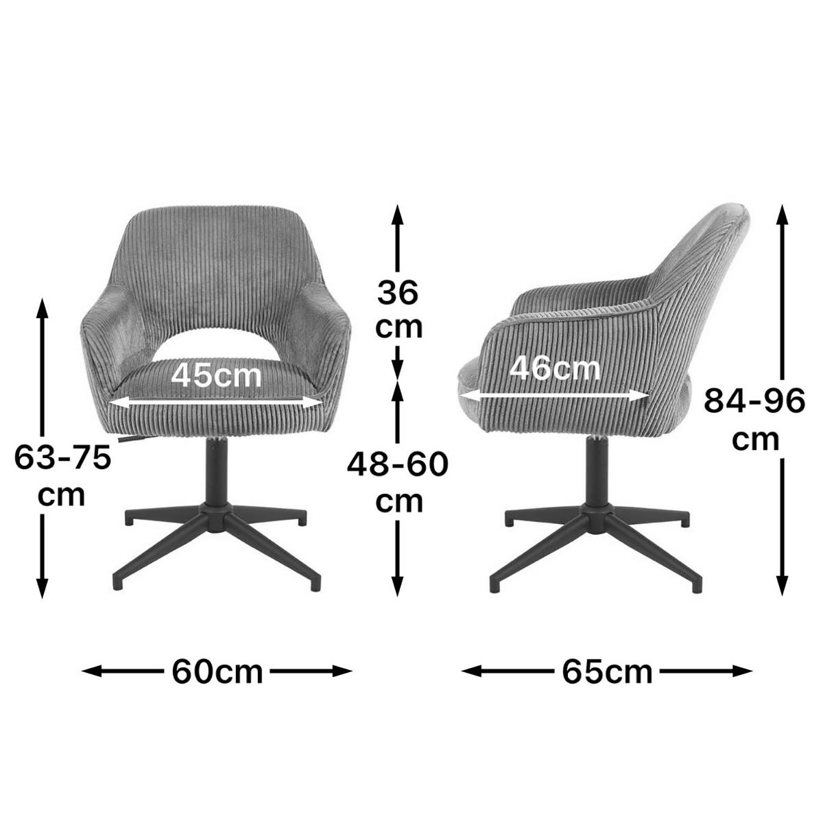 BÜROSTUHL Mika-Bryn - Hellgrau/Schwarz, Textil/Metall (60/84/65cm) - DUBI Möbel