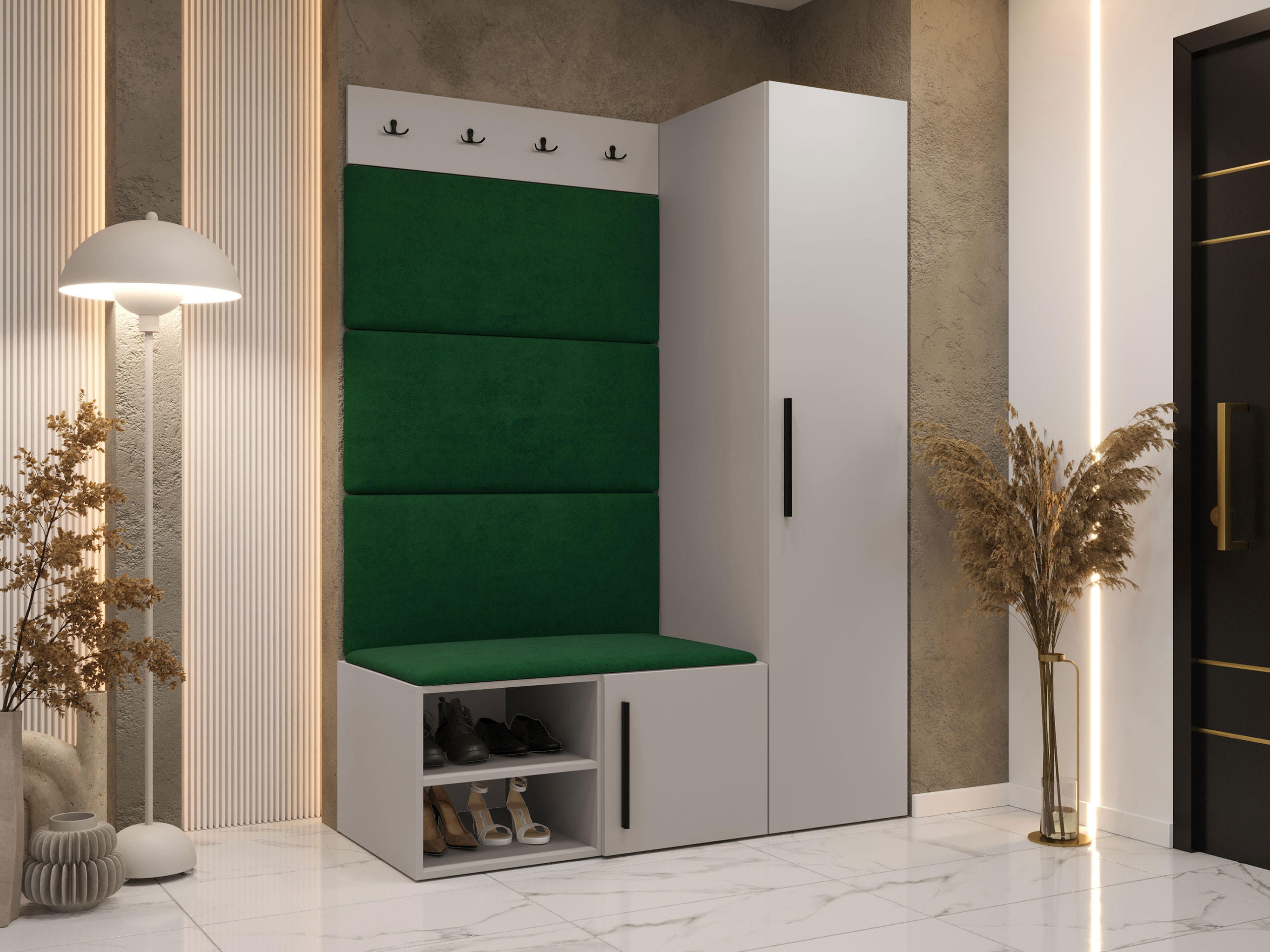 GARDEROBEN-SET Medi II - Kaschmir/Schwarz, Holzwerkstoff/Kunststoff (40/191/50cm) - MIRJAN24