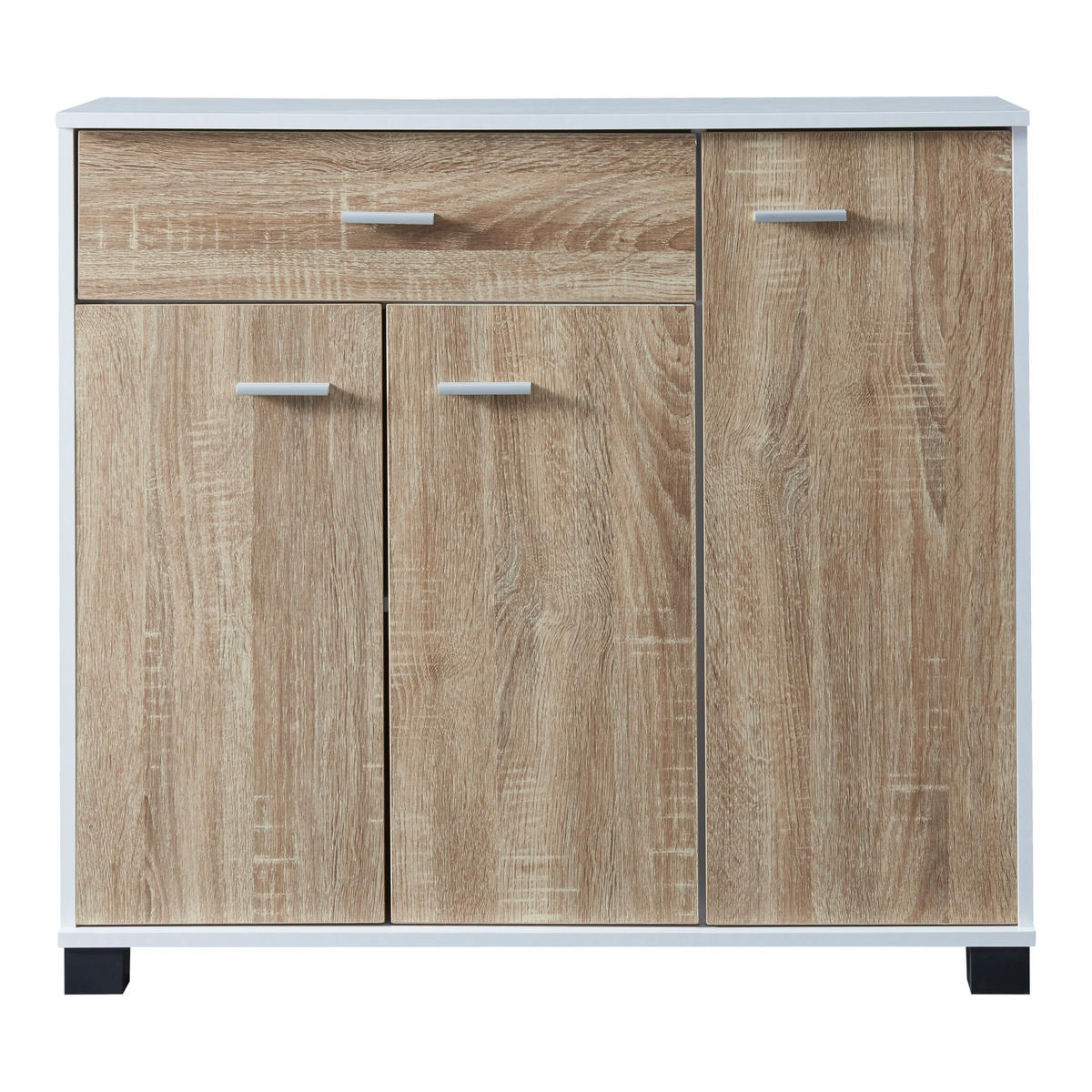 SIDEBOARD Bobeck - Eichefarben/Weiß, Holzwerkstoff (80/72/28cm) - [en.casa]