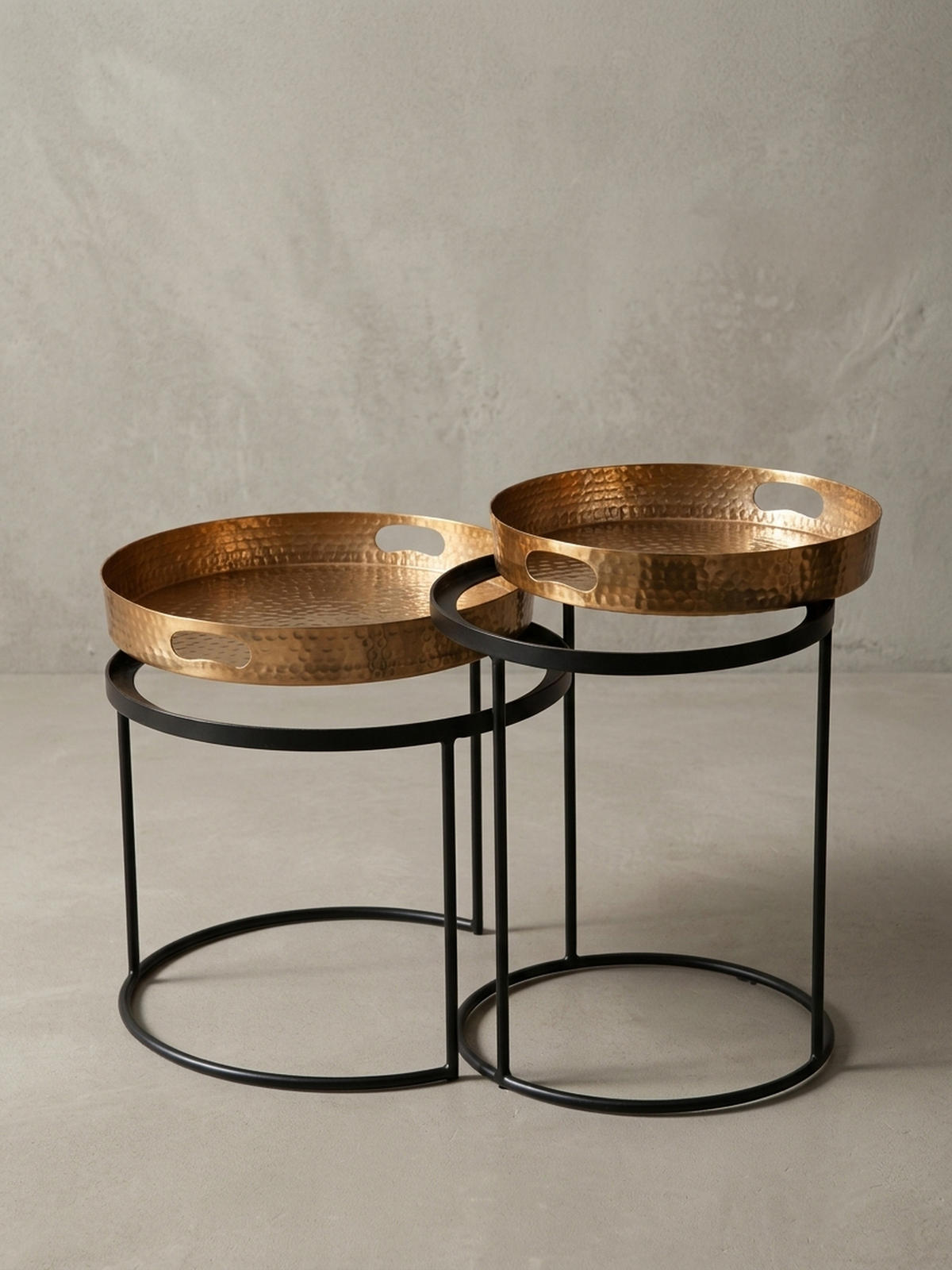 BEISTELLTISCH Aluminium Stahl Hammerstruktur Abnehmbare Platte NERA, Gold 38x38x45 cm - Goldfarben/Schwarz, Metall (38/38/45cm) - KADIMA DESIGN