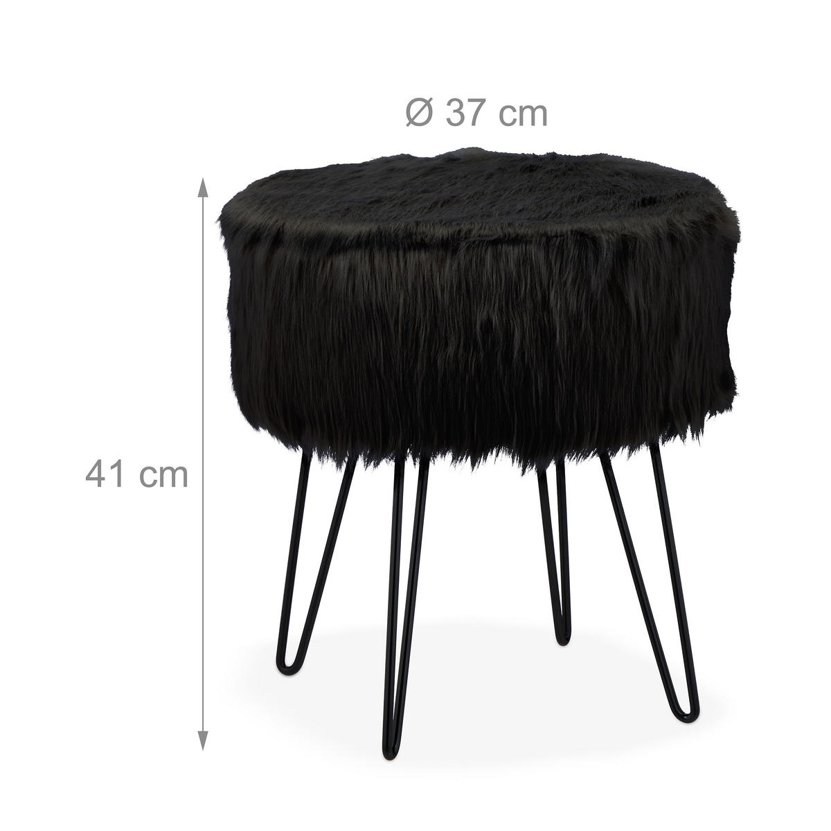 FELLHOCKER - Schwarz, Holzwerkstoff/Textil (37/41/37cm) - Relaxdays