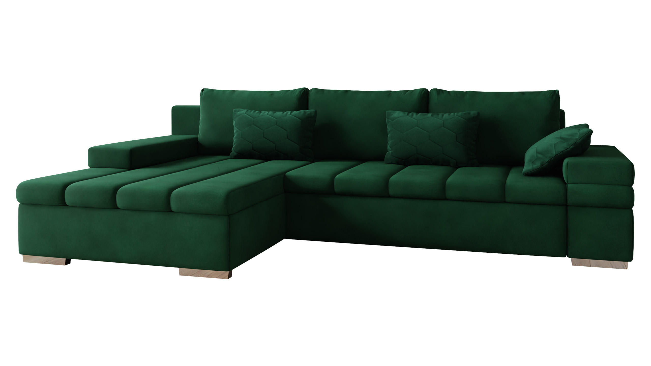 ECKSOFA Bangkok Premium, Seite: Links - Smaragdgrün/Silberfarben, Holz/Textil (310/175cm) - MIRJAN24