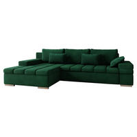 ECKSOFA Bangkok Premium, Seite: Links - Smaragdgrün/Silberfarben, Holz/Textil (310/175cm) - MIRJAN24