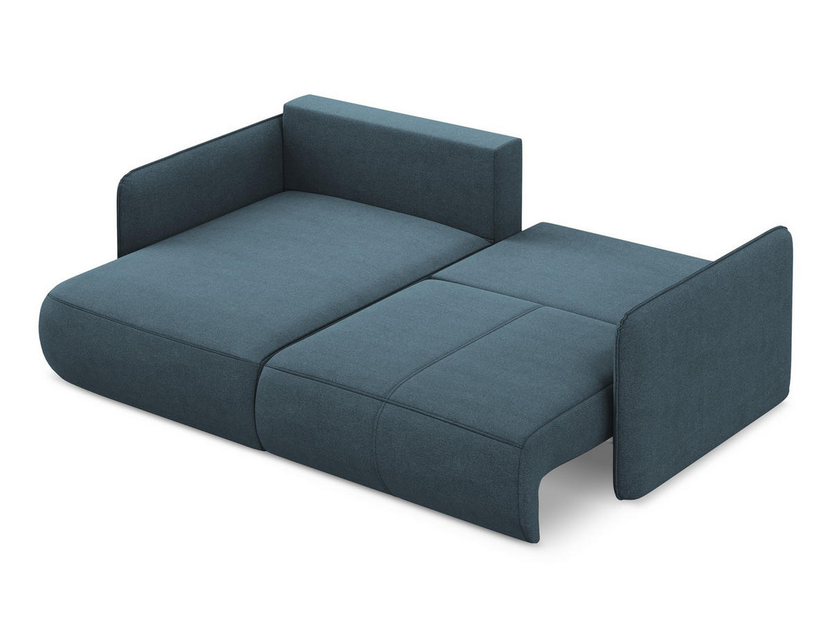 ECKSOFA mit Schlaffunktion Strukturstoff Stoff Blau - Blau/Blaugrau, Kunststoff/Textil (148/207cm) - Makamii