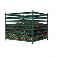 KOMPOST Grön galvaniserat stål 100x100 cm - Grön, Metall/Plast (100/90/100cm) - Relaxdays