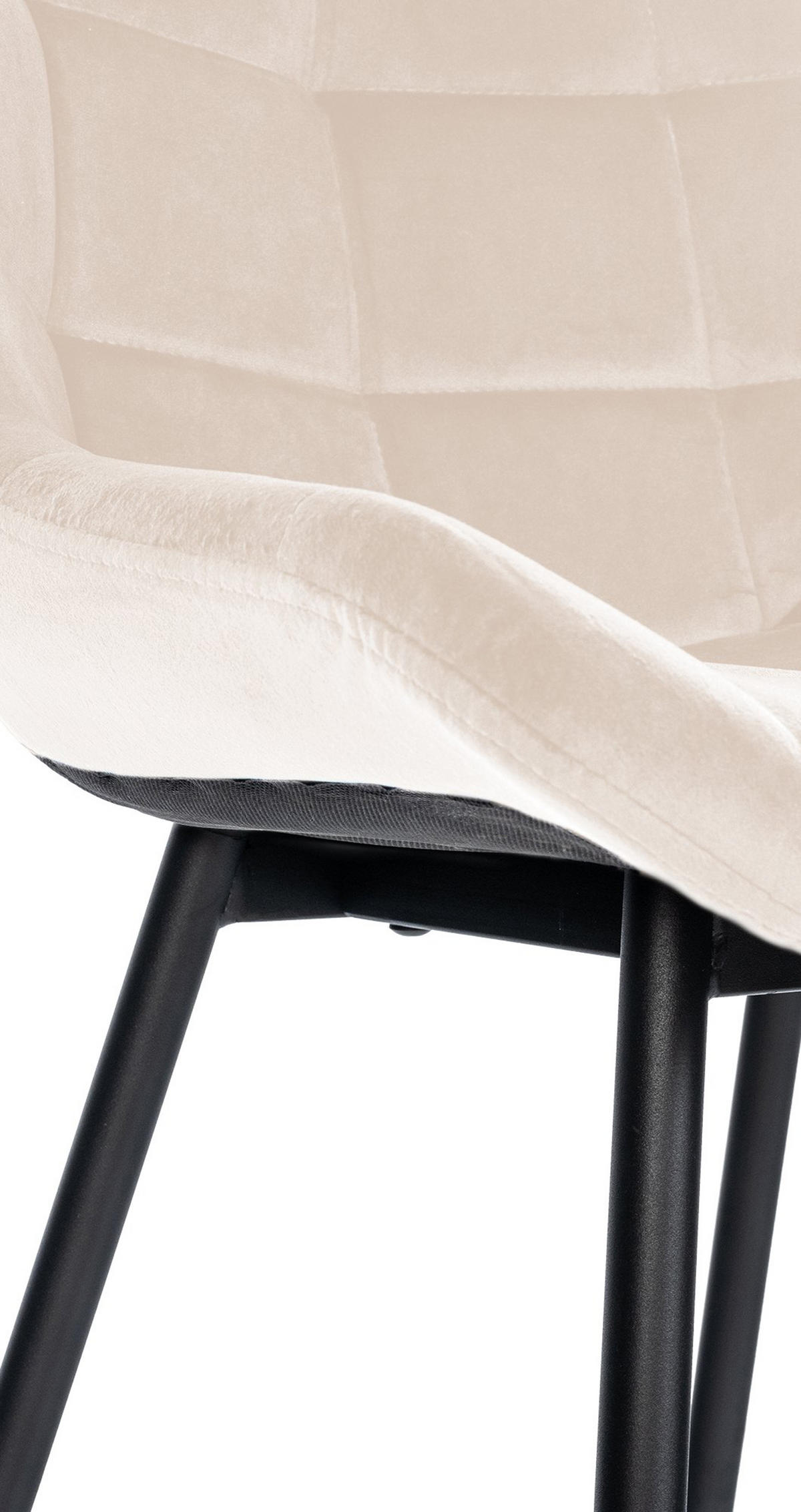 BARHOCKER Welton Samt creme - Schwarz/Naturfarben, Textil/Metall (49/104/56cm) - TPFLiving