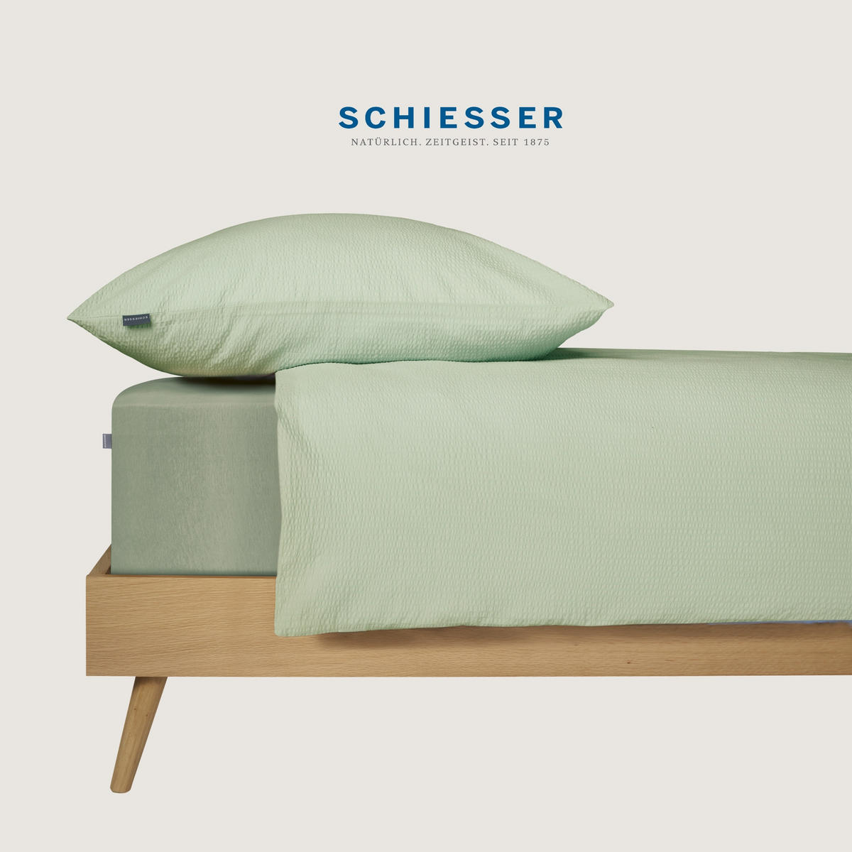 BETTWÄSCHESET Laura - Baumwoll Seersucker - 2-teilig - 135 x 200 cm - Hellgrün - Hellgrün, Textil (135/200cm) - SCHIESSER