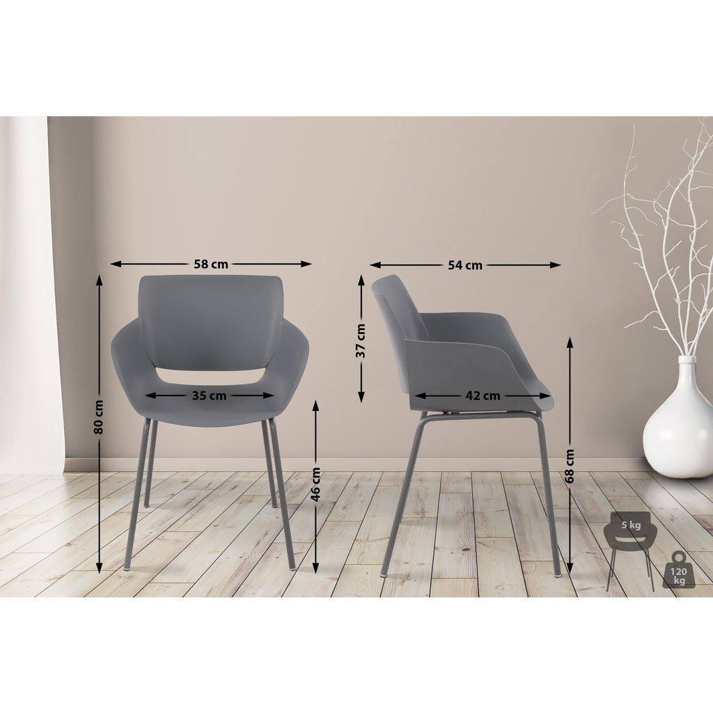Thumbnail - CLP Stuhl, Dunkelgrau, Kunststoff, 58x80x54 cm, Esszimmer, Stühle, Esszimmerstühle, Vierfußstühle