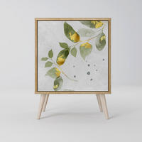 SIDEBOARD ELEGANT BOTANICS, Eichefarben, 57,5x42x77,5 cm, Schräge Buchenholzfüße - Eichefarben/Buchefarben, Holzwerkstoff/Buchenholz (57.5/77.5/42cm) - SpaceRebels