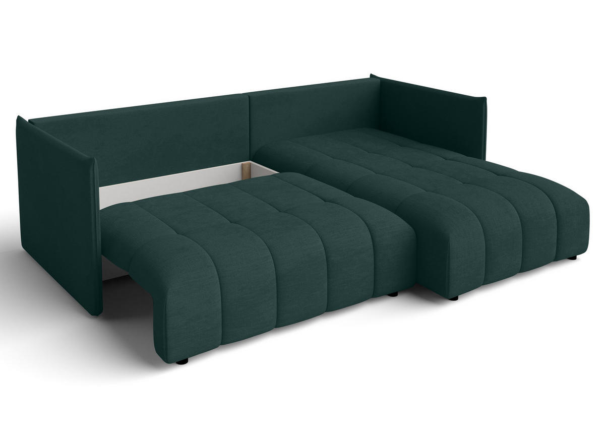 ECKSOFA L Form Cosmova Grün 245/182/83 cm mit Schlaffunktion - Schwarz/Grün, Kunststoff/Textil (245/182cm) - AX Living