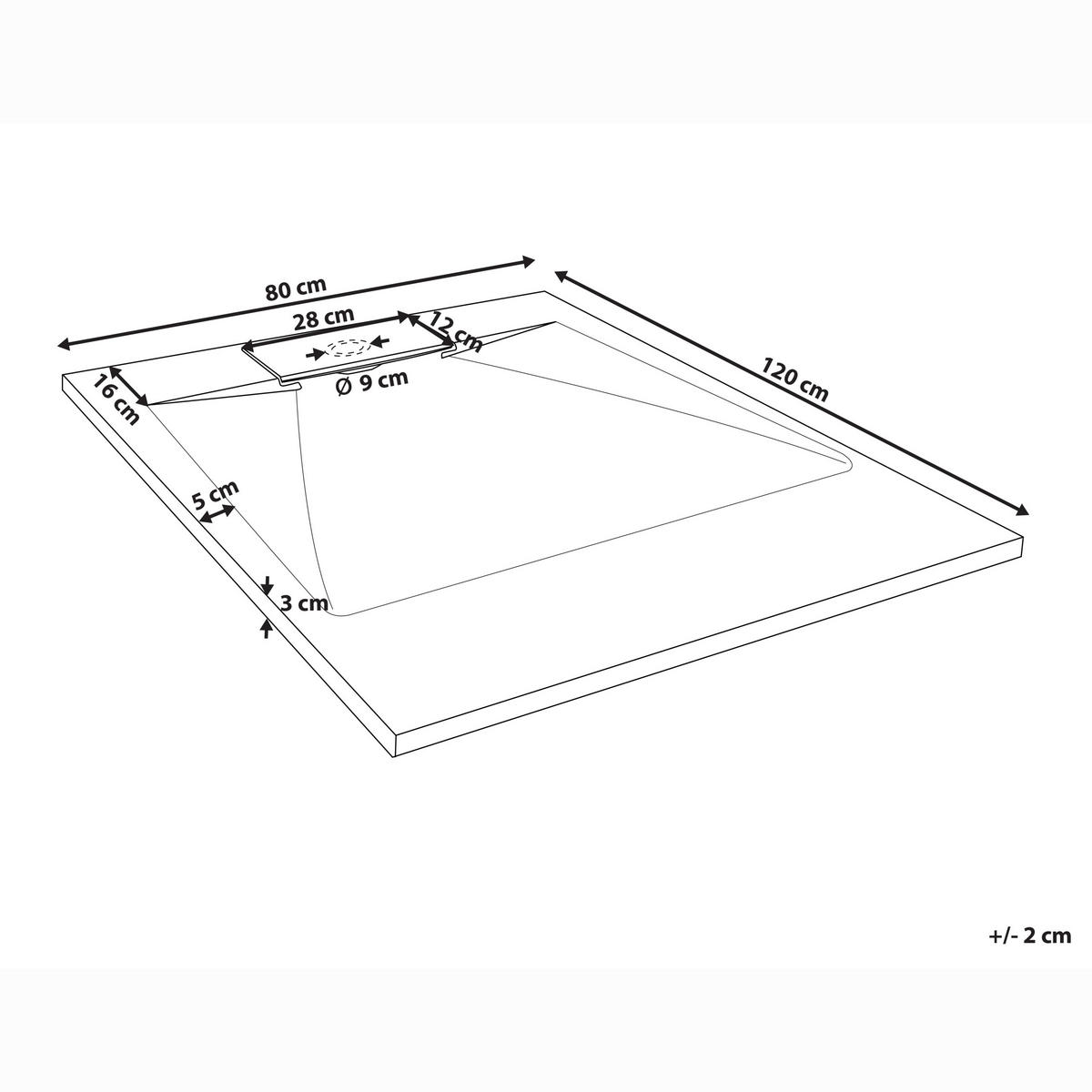 SPRCHOVÁ VANIČKA 80/120/3 cm Černá Azzurro - černá, plast (120/3/80cm) - Beliani