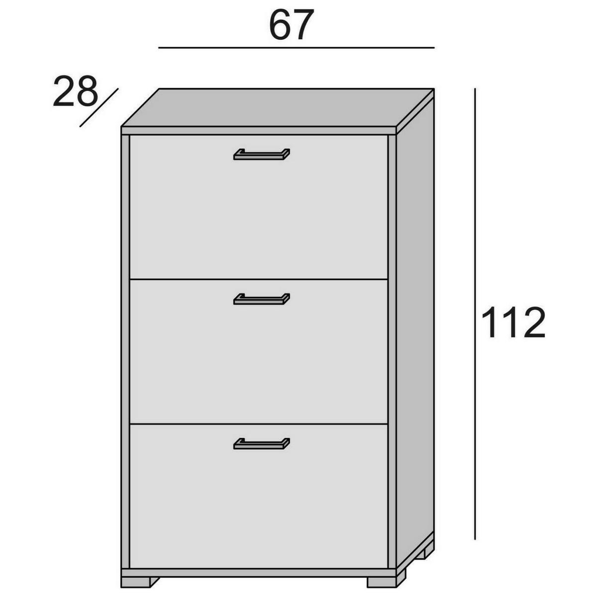 SCHUHSCHRANK Eiche 28/67/112 cm - Wildeiche/Eichefarben, Holzwerkstoff (67/112/28cm) - DMORA