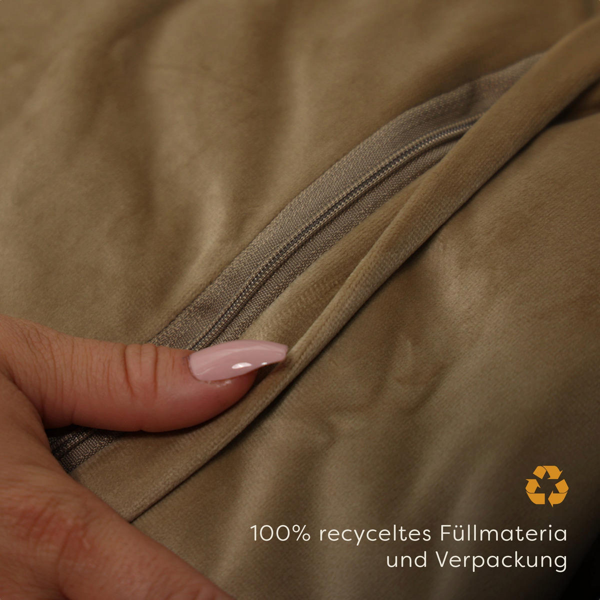 HEIZKISSEN Plush 45x60cm Crewel Tan - Beige, Textil (45/60cm) - Pleafs