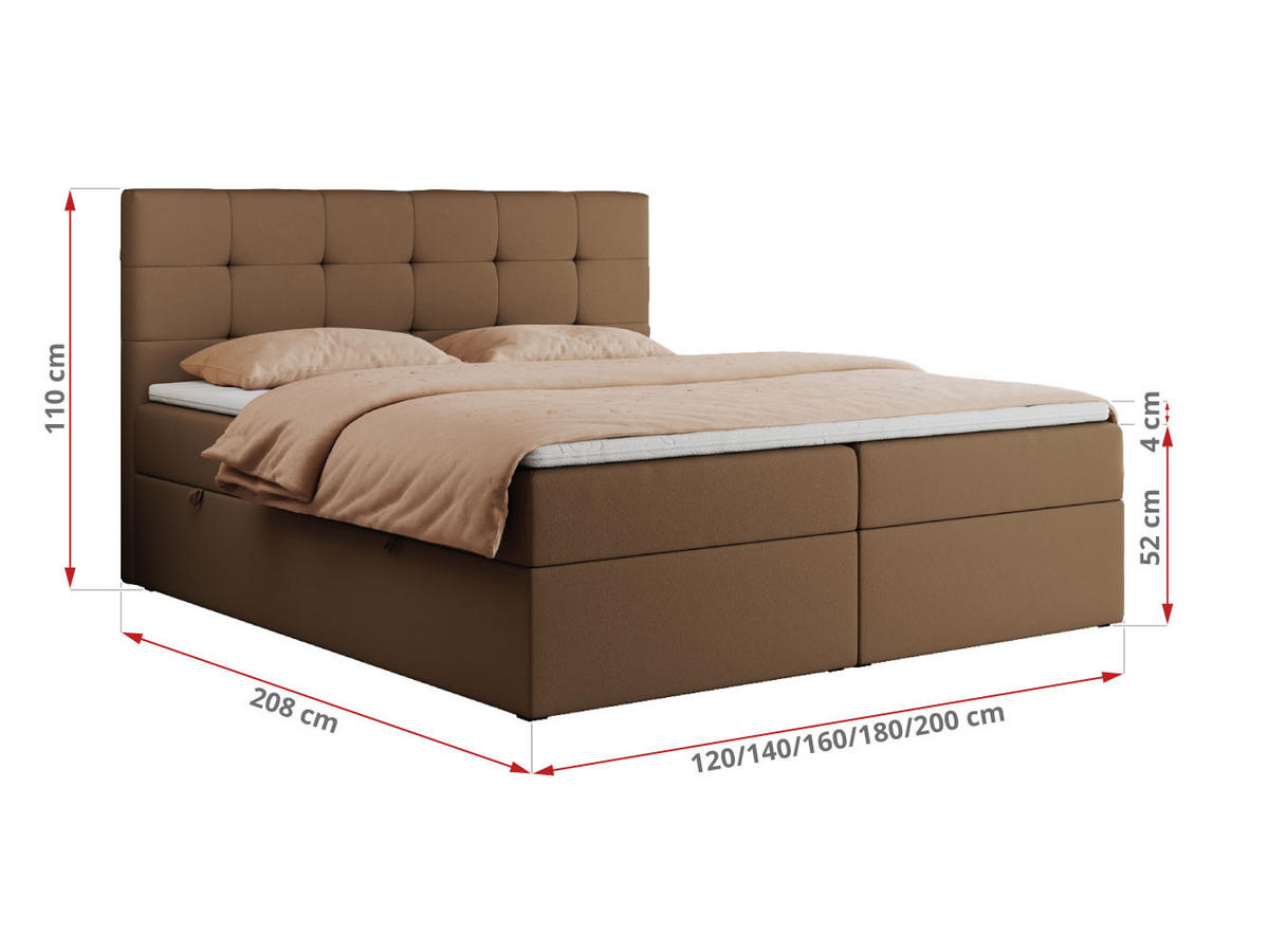 BOXBETT CENTO 120/200 Braun Kunstleder - H3 - Braun, Holz/Textil (120/200cm) - MKS