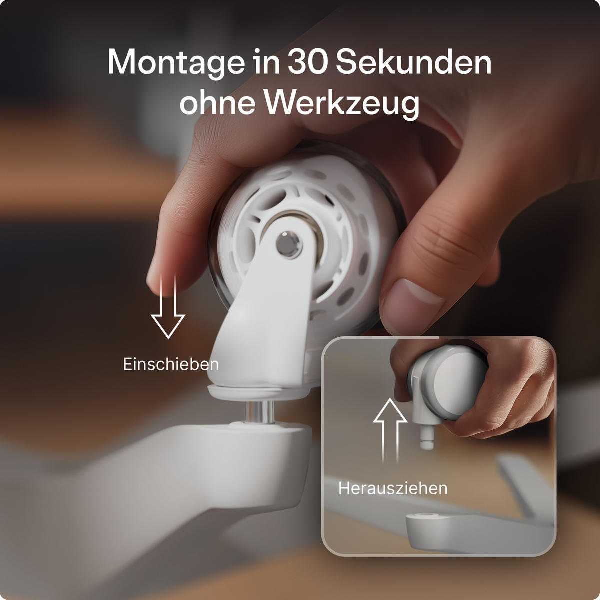 BÜROSTUHLROLLEN Weiß, Ersatzrollen 360°, Set 5 Stück - Weiß, Kunststoff (3.6/10.7/8.5cm) - Desktronic